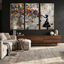 Banksy Wall Art - Banksy Girl and Butterfly Explosion Wall