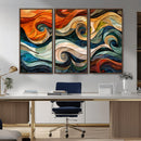 Abstract Wave Wall Art | Ready to Hang Framed Canvas Print |
