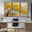 Yellow Blossom Tree Canvas Wall Art - Floral Abstract Modern