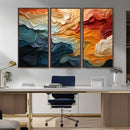 Blue Orange Abstract Wave Wall Art Canvas Print, Framed Blue