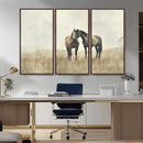 Chines Style Grunge Horses Wall Art Canvas Print