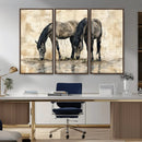 Chinese Style Abstract Black Horses Wall Art Canvas Print - by MyGreatCanvas | Canvas Wall Art Prints | Photo Prints & Wall Decor