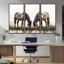 Chines Ink Style Horses Wall Art Canvas Print