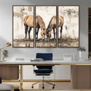 Vintage Horses Wall Art | Ready to Hang and Framed Triptych by MyGreatCanvas | Canvas Wall Art Prints | Photo Prints & Wall Decor