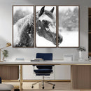 Black Horse Winter Wall Art | Ready to Hang and Framed |
