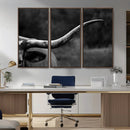 Cow Longhorn Wall Art | Black and White Print | Ready to by MyGreatCanvas | Canvas Wall Art Prints | Photo Prints & Wall Decor