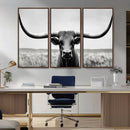 Longhorn Bull Canvas Print | Rustic Farmhouse Wall Art |