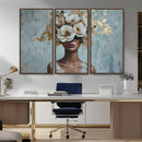 Golden Petal Wall Art - Petal Silhouette Woman Wall Art by MyGreatCanvas | Canvas Wall Art Prints | Photo Prints & Wall Decor