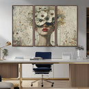 Abstract Floral Women Patel Wall Art Canvas Print