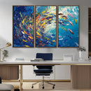 Colorful Swirling Fish School Wall Art Canvas Print |
