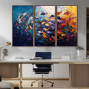 Vibrant Abstract Fish Swarm Art – Colorful Fish Inspired
