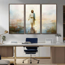 Framed Jesus Walking on Water Wall Art - 3-Panel Christian