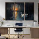 Abstract Swan on Water Wall Art Canvas Print - Elegant