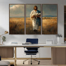 Jesus Shepherd Wall Art | Ready to Hang Triptych Canvas of