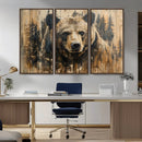Majestic Grizzly 399 Bear Wall Art | 3-Panel Rustic Canvas