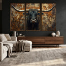 Longhorn Texas Cow Bull Wall Art | Rustic Farmhouse Canvas by MyGreatCanvas | Canvas Wall Art Prints | Photo Prints & Wall Decor