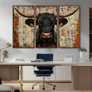 Rustic Texas Artwork Wall Art Canvas Print - Abstract Cow