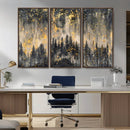 Golden Forest Abstract Wall Art | Dark Forest with Gold
