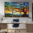 Vibrant Mosaic Tree of Life Wall Art | Stained Glass Style