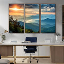 Sunrise Over Mountain Range Wall Art Canvas Print, Farmhouse