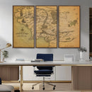 Middle Earth Map Canvas Wall Art – Vintage Fantasy Map