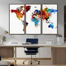 Colorful World Map Canvas Wall Art Print, Contemporary