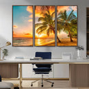 Tropical Sunset Beach Canvas Wall Art Print – Vibrant Palm by MyGreatCanvas | Canvas Wall Art Prints | Photo Prints & Wall Decor
