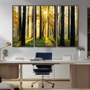 Sunlit Forest Wall Art Canvas Print – Large Framed Woodland