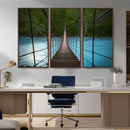 Suspension Bridge Over River Canvas Art | 3-Panel Nature by MyGreatCanvas | Canvas Wall Art Prints | Photo Prints & Wall Decor