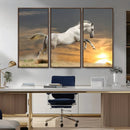 Large Wall Art Canvas Print – White Jumping Horse Sunset