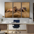 Large Wall Art Canvas Print – Two Running Brown Horses