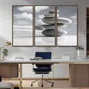 Still Life Black and White Zen Stones Wall Art Canvas,