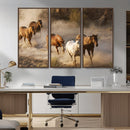 Large Wall Art 5 Horses Running on Sand Canvas Print