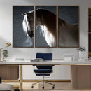 Large Wall Art Cream Colored Horse on Grey Background Canvas