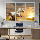 Large Wall Art Galloping White Horse at Sunset Canvas Print