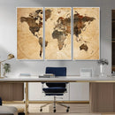 Push Pin World Map Canvas Print – Framed Travel Tracker Wall