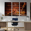 Whiskey and Cigar Wall Art Canvas | 3 Panel Bar Room Decor by MyGreatCanvas | Canvas Wall Art Prints | Photo Prints & Wall Decor