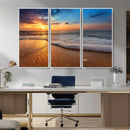 Sunset and Beach at Night Wall Art Canvas Print