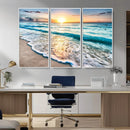 Sunset Beach Waves Canvas Wall Art – 5-Panel Ocean Sunset by MyGreatCanvas | Canvas Wall Art Prints | Photo Prints & Wall Decor