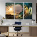Golden Wave Sunset Canvas Print – Large Coastal Wall Art for