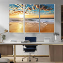 Golden Sunset Beach Print Canvas Wall Art, Giclee Canvas