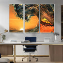 Surf Wave Sunset Canvas Wall Art Print, 3-Panel Ocean