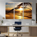 Golden Tropical Beach Sunset Canvas Triptych, Coastal Palm by MyGreatCanvas | Canvas Wall Art Prints | Photo Prints & Wall Decor