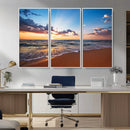 Serene Ocean Sunset Canvas Print, Golden Hour Beach Wall