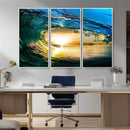 Ocean Wave at Sunset Canvas Art, Large Wall Print of Vibrant
