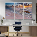 Sea Ocean Sunset Beach Wall Art Canvas Print