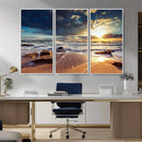 Golden Hour Beach Sunset Canvas Triptych, Ocean Waves and by MyGreatCanvas | Canvas Wall Art Prints | Photo Prints & Wall Decor