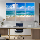 Tropical Beach 3-Panel Canvas Wall Art – Serene Ocean Waves
