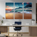 Sunset on Beach Wall Art Ocean Beach Canvas Print