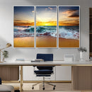 Golden Sunset Ocean Waves Wall Art Canvas Print – Multi